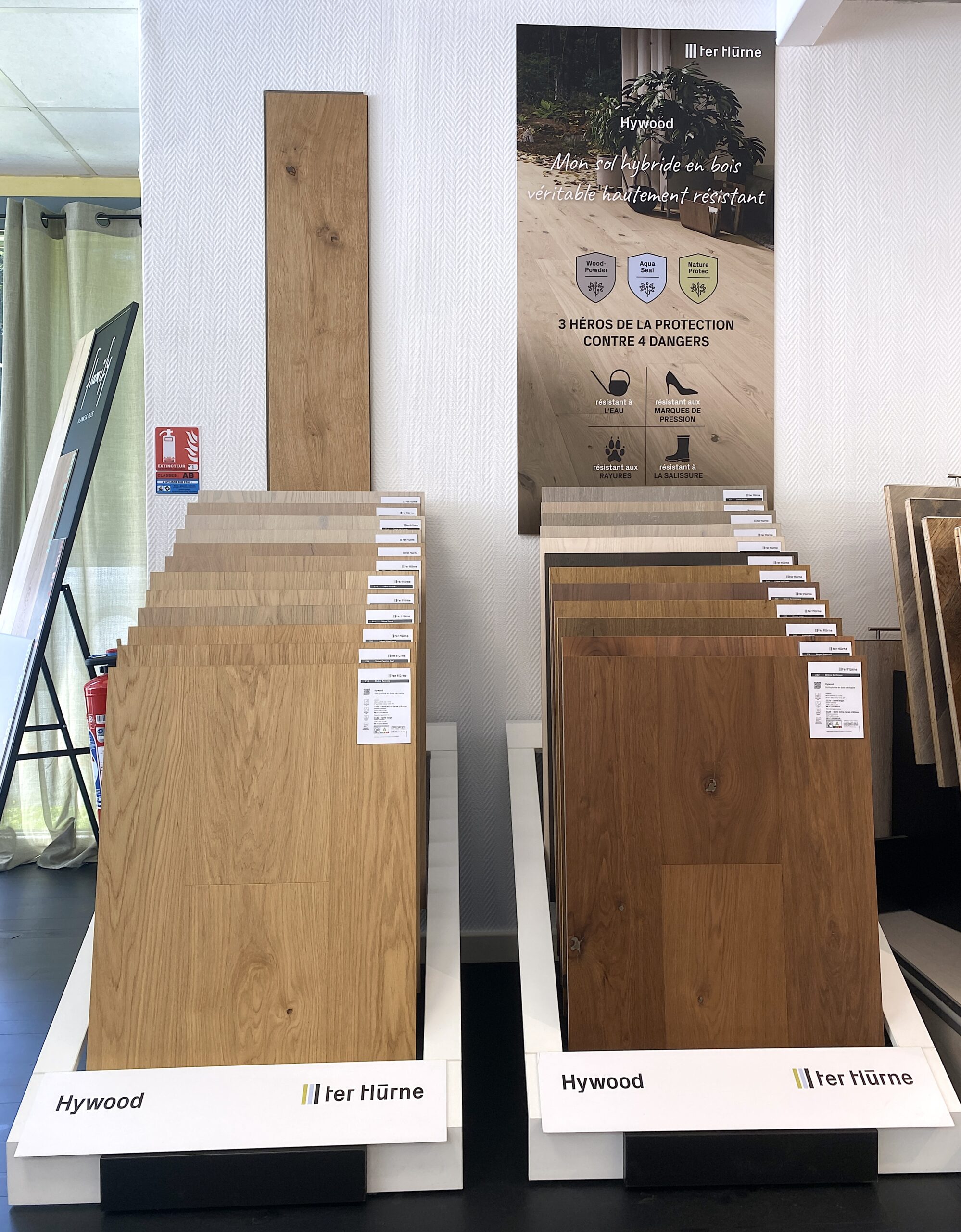 La gamme de sols bois hybrides HYWOOD du fabricant Allemand TER HURNE à découvrir dans le showroom PARQUETS 64